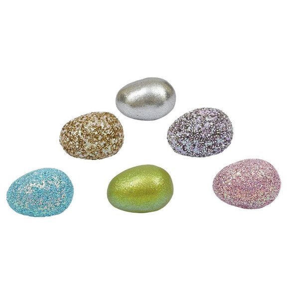 Easter Sparkling Egg  Blue Small 1.75"  x 2.25"  Embellished Bead Glitter Gem - Picture 2 of 4